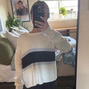 Brandy Melville Cream and Black Striped Sweater